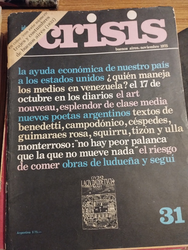 Revista Crisis.  Año 3.  Nº31. Noviembre 1975