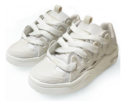 Zapatillas Moda Urbana Cordones Anchos De Mujer (gv/stre)