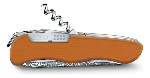 Navaja Cortapluma Picknicker Wood Edicion Limitada Numeradas A 6000 piezas Con Acero Damascado Con Un Diseño Unico En La Hoja