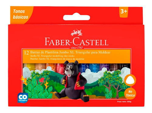 12 Barras De Plasticina Colores Clásico Jumbo Faber Castell 