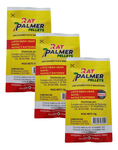 Rata Palmer Sobre X 15gr Pack 3