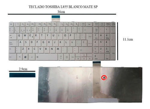 Teclado Toshiba L855 Blanco Mate Sp