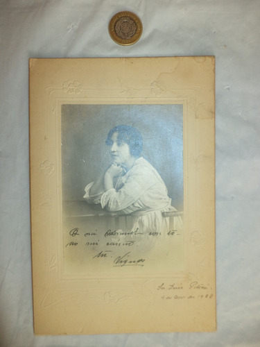 Antigua (1920) Fotografía Dedicada De Una Joven Dama (Usado)