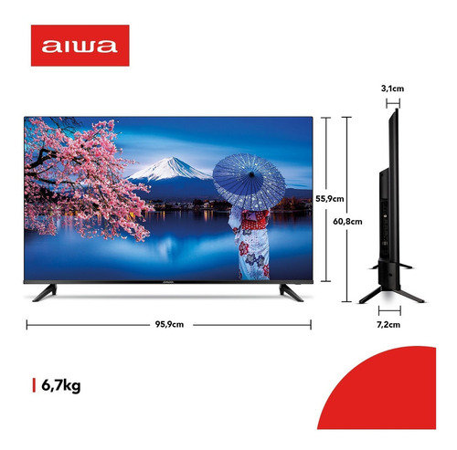 Smart TV AIWA 43” Android Full HD Borda Ultrafina HDR10 Dolby Áudio AWS-TV-43-BL-02-A - Excelente (Recondicionado)