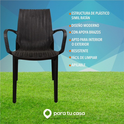 Juego Jardín Exterior Mesa Cuadrada Alta +4 Sillones Quality