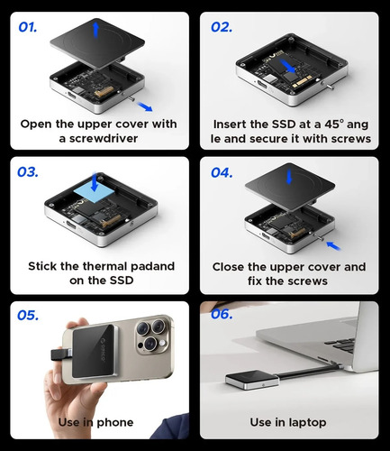 Case Prores Nvme Ssd 2230 Expansão Memoria Iphone 15 Pro/max Cinza
