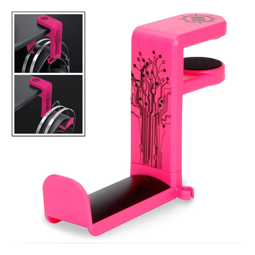Soporte Para Auriculares Giratorio Con Clip Ajustable Rosa