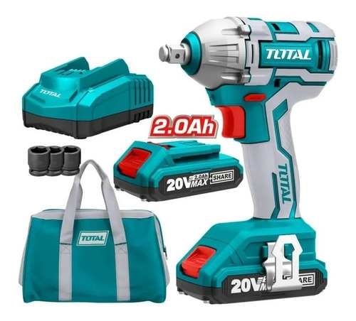 Imagen 2 de 4 de Taladro Pistola Llave Impacto 20v 2 Bat Total Tiwli2001