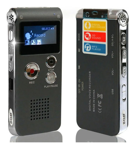 Grabadora De Voz 8g Audio Mp3 Jugador Dictáfono Espia Digita