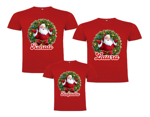 3 Poleras Familiares Navideñas Personalizadas Santa Claus