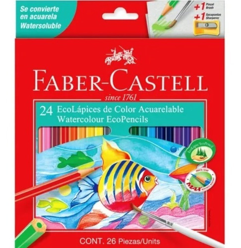 Imagen 1 de 4 de Colores Faber-castell Acuarelables Lapices X 24 + 2