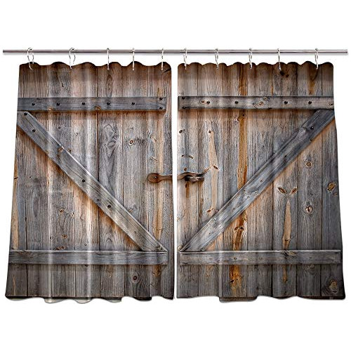 Cortinas De Ventana De Cocina De Madera Rústica De Cam...