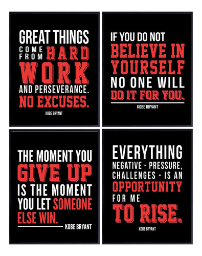 Large 11x14 - Basketball Posters - Motivational Quotes Set .