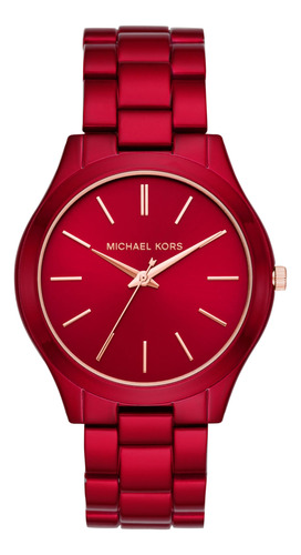 Reloj Michael Kors Slim Runway Mk3895 Rojo Para Mujer