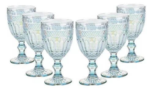 Jogo 6 Taças De Vidro Lumini Furta Cor 350 Ml Casambiente