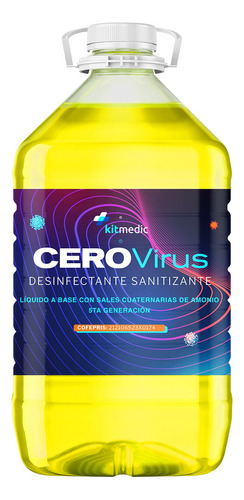 5 Lts Sanitizante Líquido Blu Sales Cuaternarias Cofepris Fragancia Limón