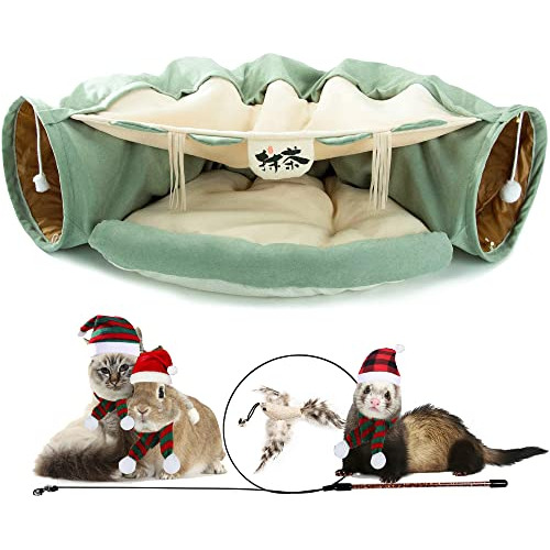 Kucdbun Tunel De Gato Cama, 2-en-1 Tunel De Cajones Collapsi