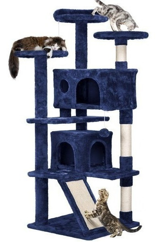 Árbol De Gato Multi Condominio Rascador Azul  1.37 M Alto