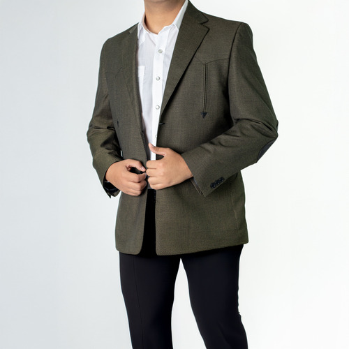Saco Campirano De Hombre Corte Vaquero. Verde Musgo 44