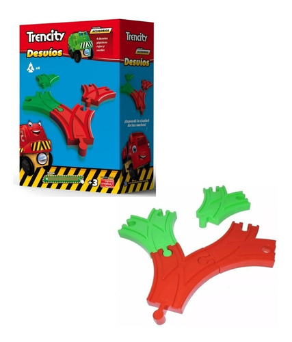Imagen 1 de 2 de Trencity Kit De Vias Desvios Accesorios Tren Color Rojo/verde