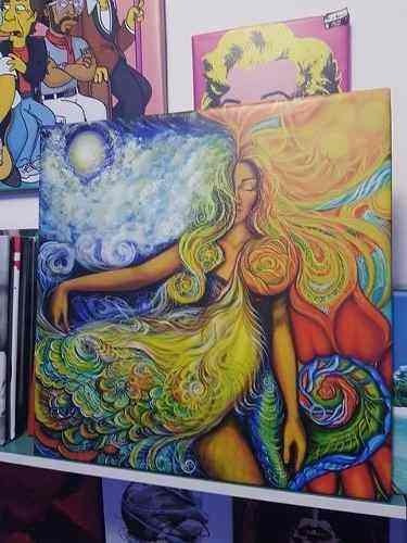 Cuadro 30x30cm Impreso Pintura Mujeres Guardianas Colores