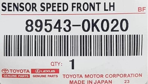 Sensor Abs Delantero Izquierdo Toyota Fortuner Hilux Kavak