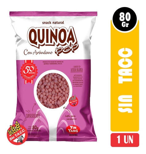 Quinoa Pop Inflada Con Arándano 80g Yin Yang - Vbienestar