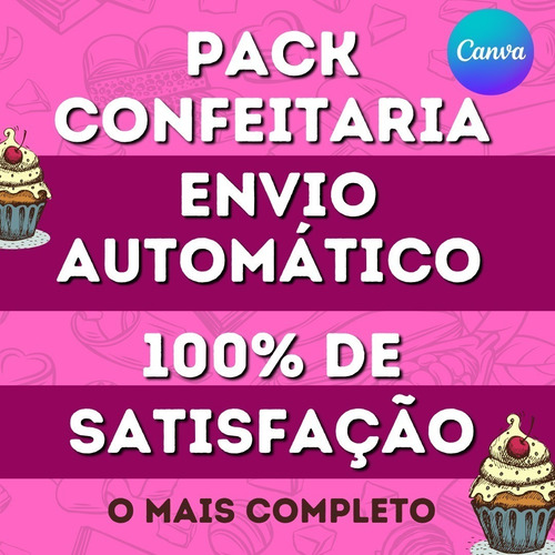 Imagem 2 de 10 de Pack Confeitaria +300 Artes 100% Editáveis No Canva + Bônu