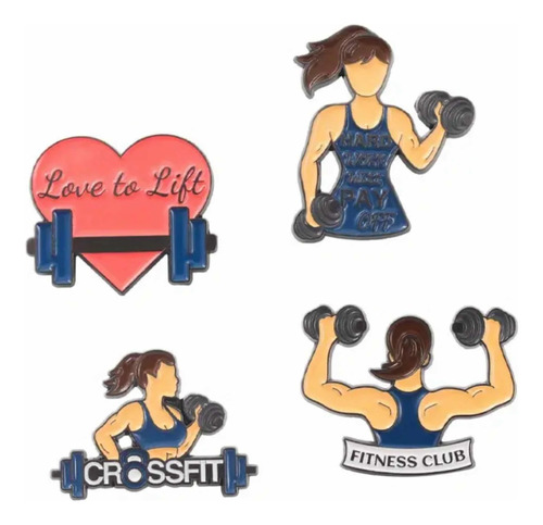 Pin Pines Broches Forma De Gym Crossfit Nuevos Set 4