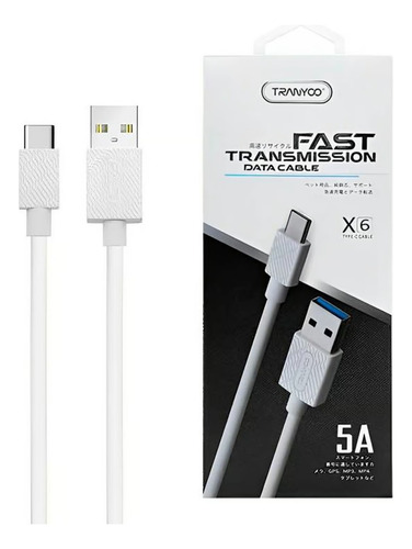 Cable Tranyoo X6 Cable Usb Tipo C Fast Charge 5a Blanco