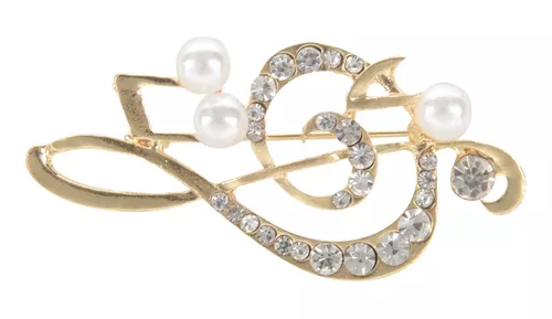 Prendedor Broche Brillante Elegante Mujer Perlas Murano - $ 39.900