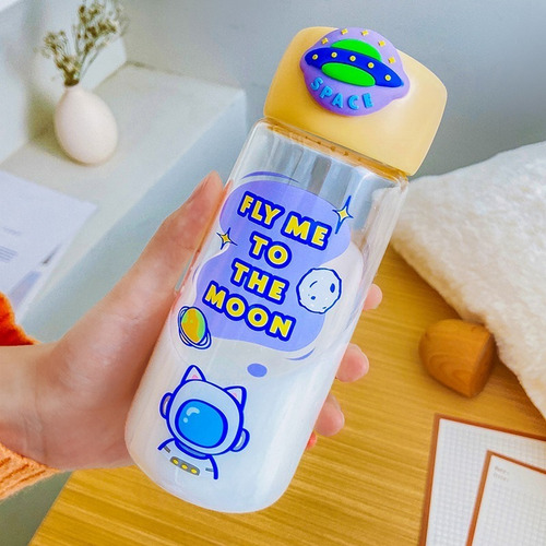 Termo Botella Agua Infantil Niños Plastico Libre Bpa 400ml Color Amarillo