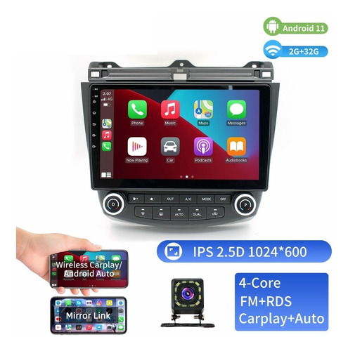 Estéreo 2+32g Carplay Cámara Gps Para Honda Accord 2003-2007