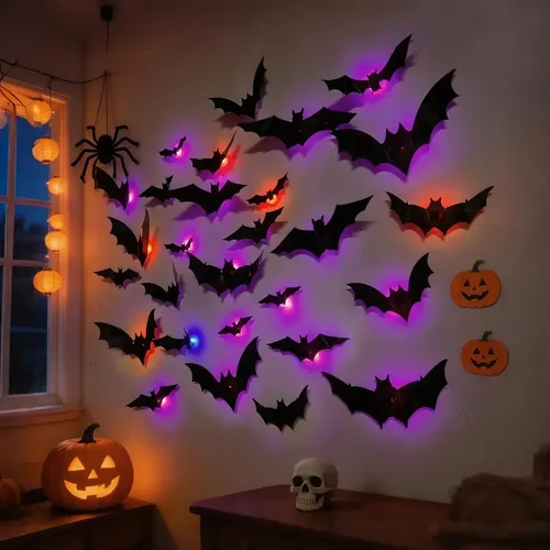 Adesivo Parede Morcego 3d Com Luz Led Halloween 20unid-1set | MercadoLivre