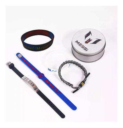 Set De Pulseras Con Estuche De Astros Messi Y Cr7 Ronaldo Azul (color) 19 Cm