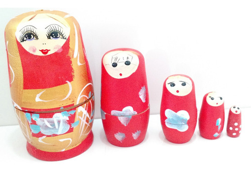 Matrioshkas Mamushkas X 5 De Madera Pintadas Medianas