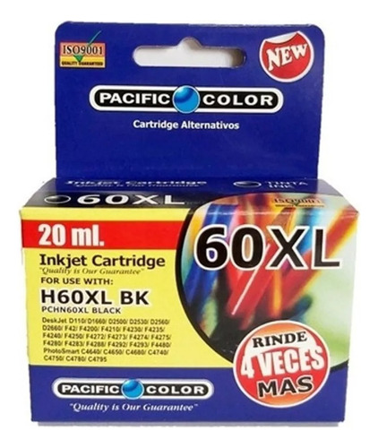 Tinta 60 Hp Alternativo Negro Bk Xl 20ml Pacific