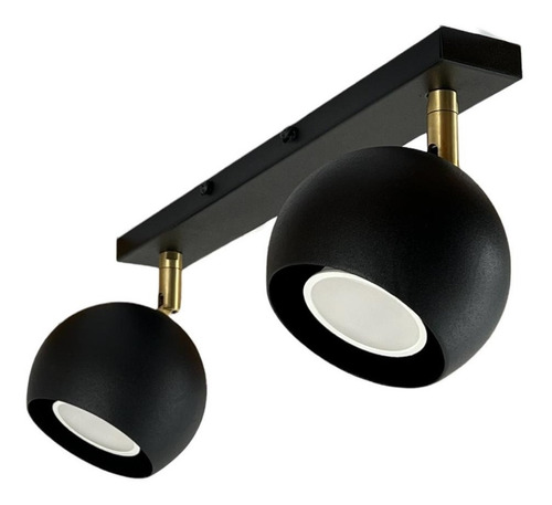 Aplique 2 Luces Mini Mun Negro Con Dorado Apto Gu10 Deco Lmp