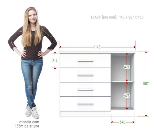 Comoda Cajonera Grande - Cajones Profundos Puerta Zapatera Color Blanco Ártico