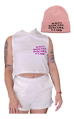 Remera  Capucha Y Short +gorra Lana/ Anti Social Social Club