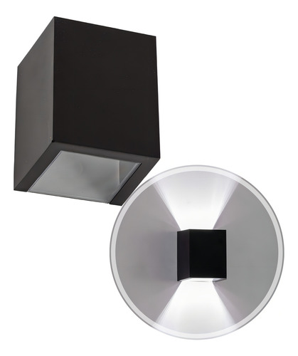 3 Arandela Efeito 2 Focos Sem Friso Box Policarbonato St1386 Estrutura Preto 127/220V