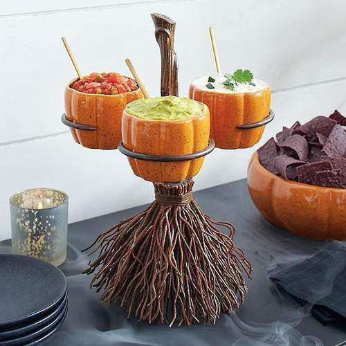 Halloween Lindo Tazones De Resina De Calabaza En La Escoba