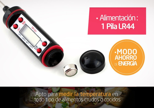 Imagen 6 de 8 de Termometro Digital Cocina 4 Botones Pincha Carne Liquidos