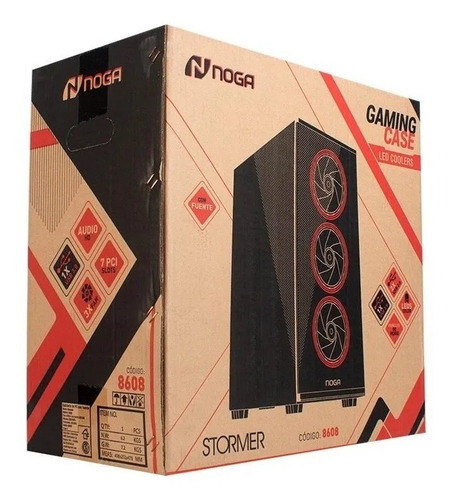 Imagen 5 de 7 de Gabinete Pc Gamer Noga 8608 Luces Led 3 Cooler + Fuente 600w