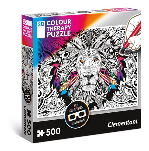 Leon Mandala Terapia Color 3d Rompecabezas 500 Pz Clementoni