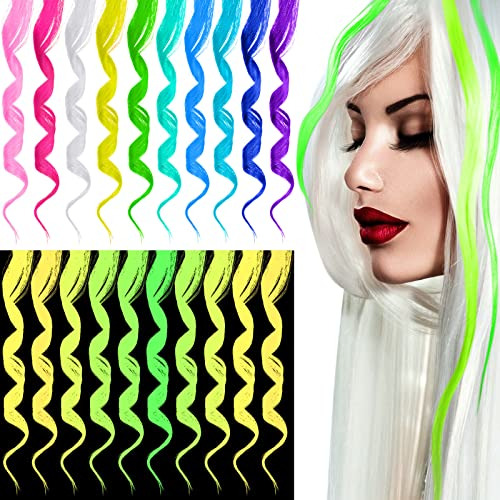 20 Pcs Glow En Las Extensiones De Cabello Oscuro Clip M8b7l