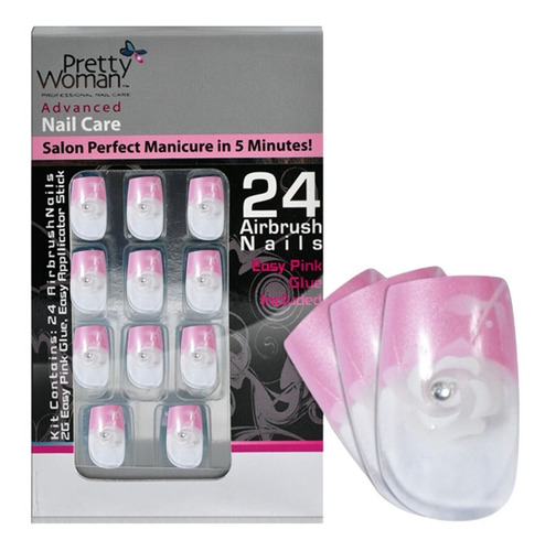 Pretty Woman Uñas Plasticas Acrilicas Set Rosa