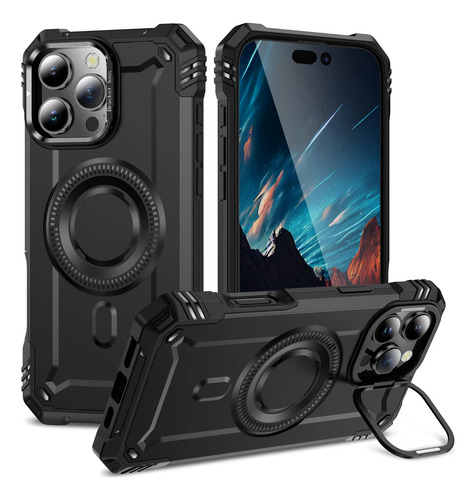 Funda Magnética Hybrid Armor Kickstand A Prueba De Golpes Para iPhone