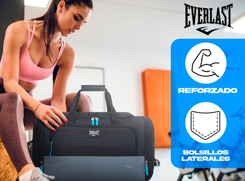Imagen 7 de 10 de Bolso Everlast Grande Correa Desmontable Gym Envios 26219