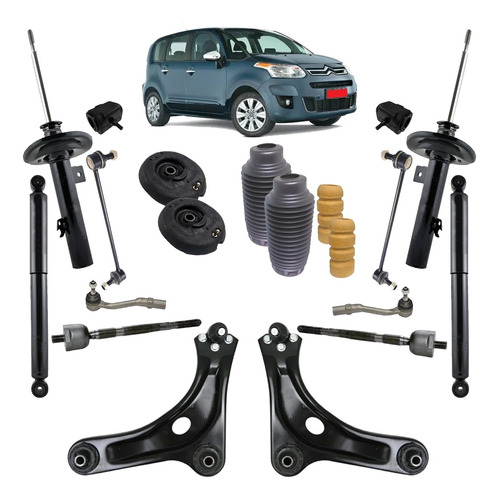 4 Amortecedores Kits Bandejas Bieletas  Citroen C3 Picasso 